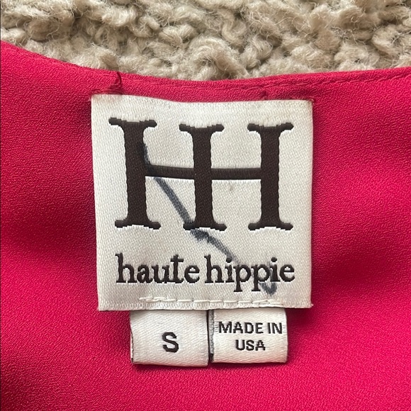 Haute Hippie Asymmetrical Cowl Drape Ruched Top S EUC Red Silk - Picture 10 of 13